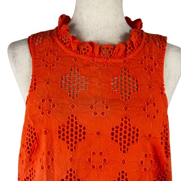 Like new! J. Crew Embroidered Eyelet Lace Sleeveless Top in Soft Orange … - Picture 10 of 10